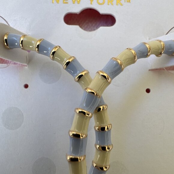 Isaac Mizrahi Bold Blue Cream Gold Enamel Hoop Earrings MSRP $38 NEW - Picture 2 of 9